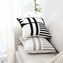 GobekUsa Embroidered Burlap Cushion Cover | Black White Gray Pillow Cover 45x45cm