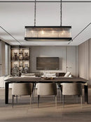 GobekUsa Black Crystal Glass Rectangle Chandeliers for Dining Room - Luxury Retro Hanglamp