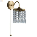 GobekUsa Crystal LED Wall Sconce Brass Mirror Light Modern Nordic Pull Chain Switch