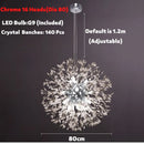 GobekUsa Dandelion Spark LED Chandelier – Modern Art Crystal Lamps for Home Decor