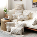 GobekUsa Boho Nordic Tassel Pillow Case - Beige Cotton Linen Cushion Cover