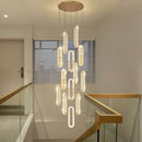 GobekUsa Gold Crystal LED Chandelier: Modern Luxury Long Pendant Light for Living Room