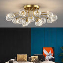 GobekUsa Glass Bubble Ball LED Ceiling Light in Black Gold Crystal for Bedroom & Living Room