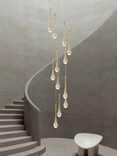 GobekUsa Crystal Chandelier: Modern LED Hanging Lamp for Living Room, Villa, and Staircase