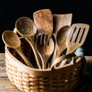 GobekUsa 9-Piece Wooden Cooking Utensils Set with Holder - Teak Kitchen Tools
