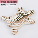 GobekUsa Gold Tiger Skin Ceramic Plate Zebra Dish Jewelry Holder Tray