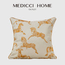 GobekUsa Gold Faux Silk Horses Jacquard Cushion Cover, Soft Chinese Style Throw Pillow Case