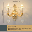 GobekUsa Gold Crystal Wall Sconce LED Lamp for Home Bedroom & Living Room