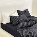 100% Cotton Black Stripe Duvet Cover Set in Various Sizes by GobekUsa