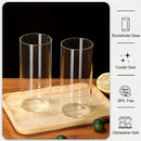 GobekUsa 4-Piece Set Clear Glass Tumbler Cups with Bamboo Lids and Straws - 600ML