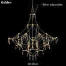 GobekUsa Golden Lustre Crystal Chandelier for Living Dining Bedroom LED Lights