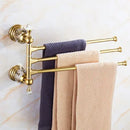 GobekUsa Brass and Crystal Bathroom Accessories Set: Shelf, Robe Hook, Paper Holder, Brush Holder
