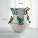 GobekUsa Butterfly Ceramic Vase - Handmade Porcelain Flowerpot Bouquet Arrangement