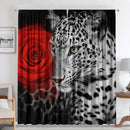 GobekUsa Animal Avatars Printed 2PC Curtains: Lions, Tigers, Leopards for Kitchen, Cafe, Living Room