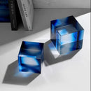 GobekUsa Crystal Cube Ornaments Clear Glass Sculpture Desk Decoration Geo Graded Square