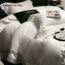 GobekUsa French Lace Edge Bedding Set, 1000TC Egyptian Cotton, Queen King, Duvet, Sheet, Pillowcases