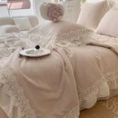 GobekUsa French Wedding Lace Ruffles Bedding Set
