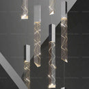 GobekUsa Crystal Loft Chandelier for Duplex Living Room & Stairwell, Long Hanging Lighting