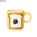GobekUsa Cat & Bread Pattern Ceramic Cup 200ml Coffee Mug Tea Afternoon Teacup Juice Mug