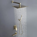 GobekUsa Brushed Gold In-Wall Shower Set with Rainfall Shower Head 8-12"