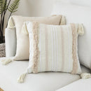 GobekUsa Geometric Embroidery Cushion Cover with Tassel, Home Decor Pillowcase, Various Sizes