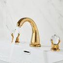 GobekUsa Gold Crystal Handle Basin Faucet, 3 Hole Widespread Bathroom Sink Tap
