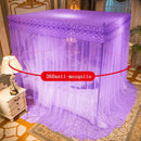 GobekUsa Lace Pleated Bed Net Canopy for Queen Size Double Bed