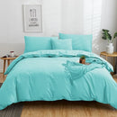 GobekUsa Cotton 4pcs Bedding Set Double Queen Solid Color Duvet Cover Flat Bed Sheet
