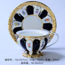 GobekUsa Embossed Gold Bone China Tea Cup Saucer Set, German Design Drinkware