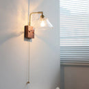 GobekUsa Clear Glass LED Wall Light Walnut Bedside Lamp Modern Rotatable Brass Wall Lights