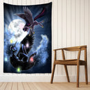 GobekUsa Condor Moon Universe Tapestry - Dark Starry Psychedelic Hippie Wall Hanging