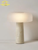 GobekUsa Cream Wind Mushroom Desk Lamp LED Marble Art Decor Living Study Decor