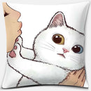 GobekUsa Cute Cat Kiss Love Cartoon Pillowcase for Home Decor