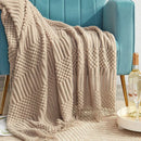 GobekUsa 3D Knitted Tassel Blanket: Stylish Home Decor Throw for Sofa & Bed