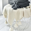 GobekUsa Knitted Sofa Throw Blanket with Fringe Yarn