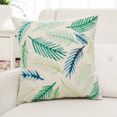 GobekUsa Green Plant Leaves Flower Linen Cushion Cover - Modern Sofa Throw Pillow Cover