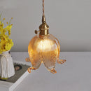 GobekUsa Amber Glass LED Pendant Light - Modern Copper Hanging Fixture