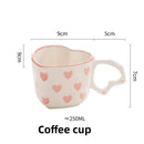 GobekUsa Love Heart Hand Painted Ceramic Coffee Mug Cute Tea Cup for Home Office
