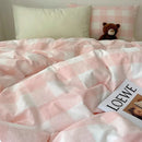 GobekUsa Cozy Cotton Grid Bedding Sets for Student Dorms - Queen/King Bedclothes