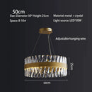 GobekUsa Golden Round Crystal Chandelier LED Ceiling Light for Living Room and Bedroom