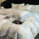 GobekUsa Eucalyptus Fiber Flowers Bedding Set: Duvet Cover, Bed Sheet, Pillowcase - 4Pcs