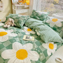 GobekUsa Double-Sided Floral Print Cotton Bedding Set - Queen Size Soft Duvet Cover Set