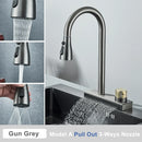 GobekUsa Black Rainwater Kitchen Faucet Flexible Pull Out 3 Way Nozzle Mixer Tap