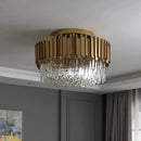 GobekUsa Golden Crystal Ceiling Light for Modern Living Room and Dining Room