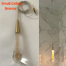 GobekUsa Crystal Glass LED Pendant Tear Drop Light Chandelier