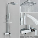 GobekUsa Black Rainfall Shower Faucet Set with Bathtub Tap and Height Adjust Shower Mixer