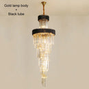 GobekUsa Crystal LED Chandeliers: Luxury Multi-layer Staircase Lighting, Black Stainless Steel