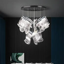 GobekUsa Acrylic Leaf Chandelier LED Light Dimmable Luxury Pendant for Home Decor