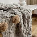 GobekUsa Elegant Chenille Pompons Throw Blanket