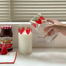 GobekUsa Kawaii Strawberry Glasses Cup with Straws - Cute Clear Juice Mug